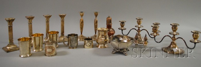 Appraisal: Approximately Seventeen Pieces of Silver Plated Hollowware including a pair