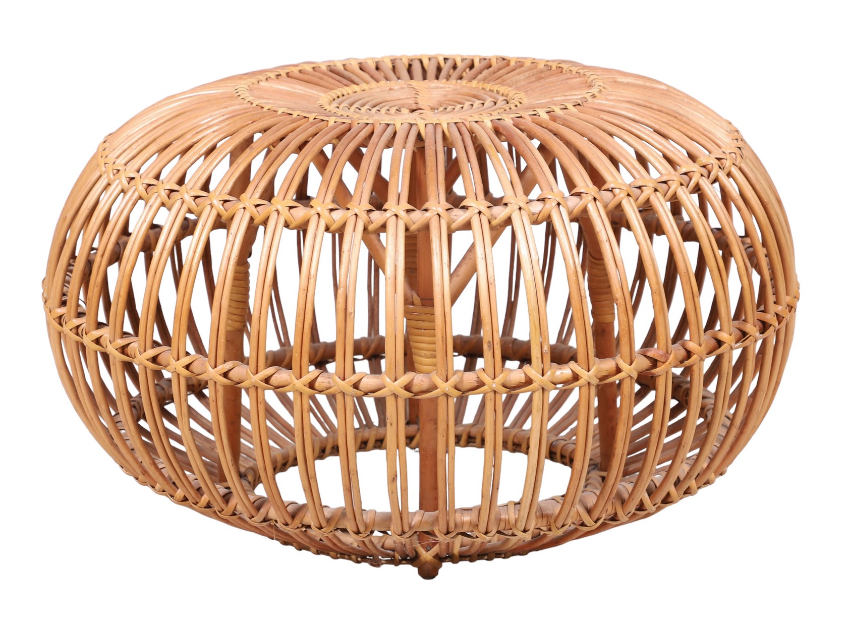 Appraisal: Franco Albini wicker wrapped ottoman h x diameter