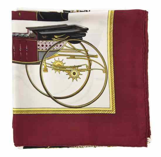 Appraisal: An Hermes Silk Scarf in a 'Les Voitures A Transformation'