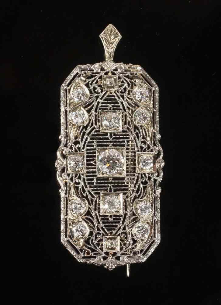 Appraisal: PENDANT - Period Edwardian K White Gold and Diamond Pendant