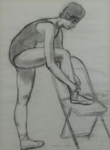 Appraisal: SOYER Isaac Charcoal on Paper Dancer Signed lower left Isaac