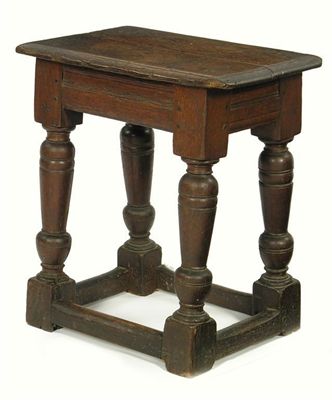 Appraisal: A late th century oak joined stool the rectangular moulded