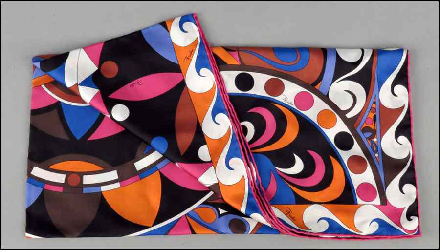 Appraisal: PUCCI MULTI-COLORED SILK SCARF '' x '' Condition Overall excellent