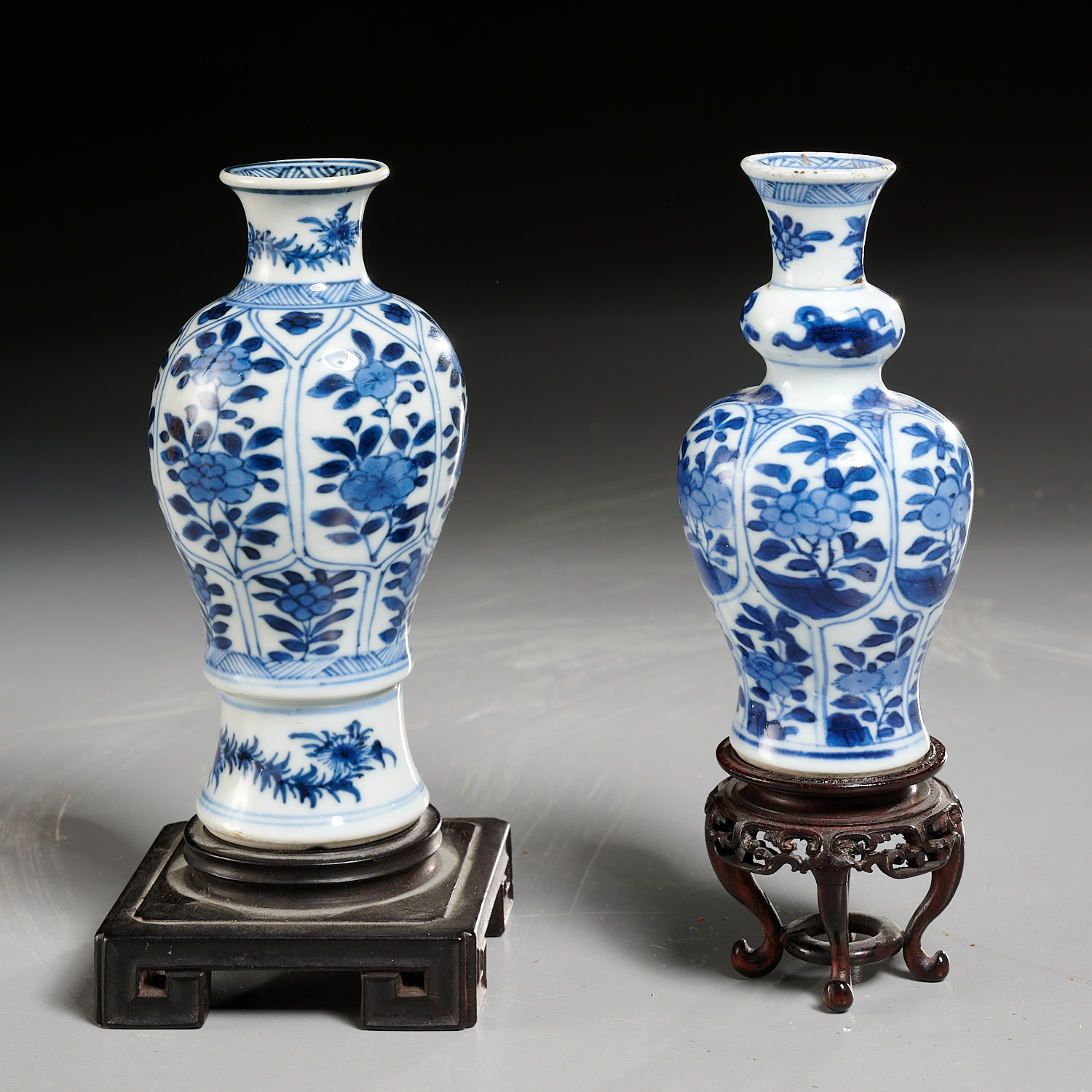 Appraisal: CHINESE BLUE AND WHITE CABINET VASES Qing Dynasty th c