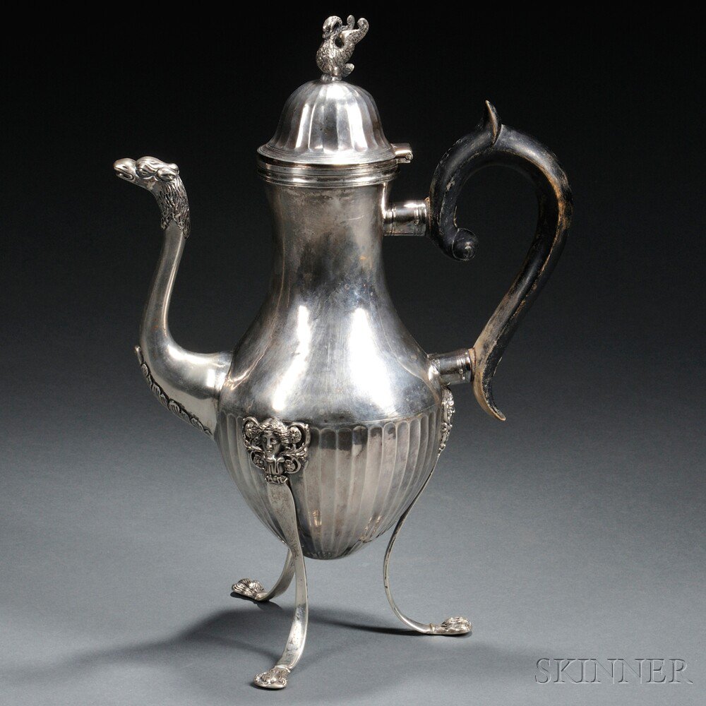 Appraisal: Continental French-style Silver Coffeepot bearing unknown marks to lid vasiform