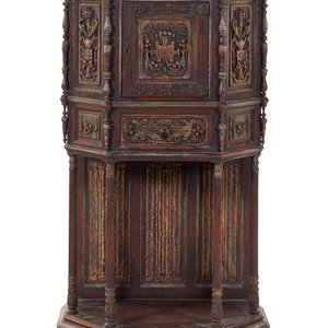 Appraisal: A Gothic Revival Oak Cabinet on Stand Late th Early