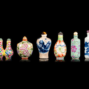 Appraisal: Six Chinese Porcelain Snuff Bottles LATE TH EARLY TH CENTURY