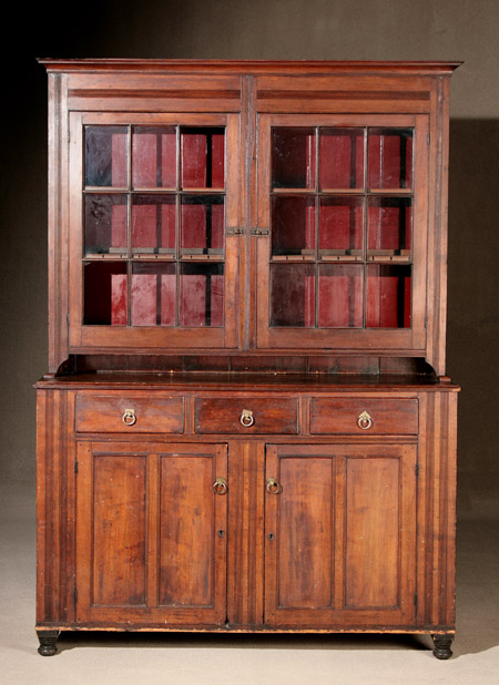 Appraisal: American Cherry Step-Back Cupboard Probably Pennsylvania Circa In two parts