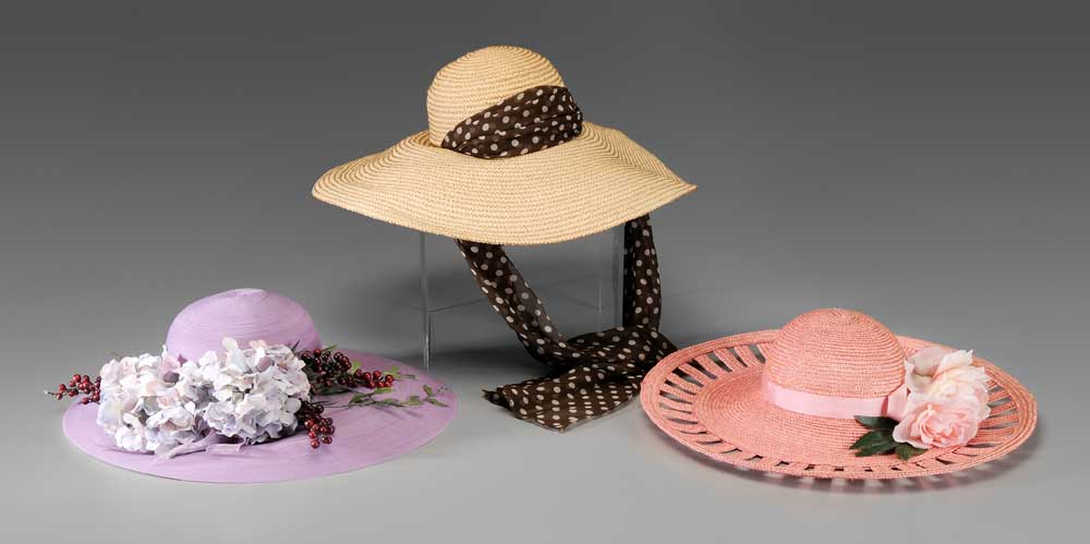 Appraisal: Three Kentucky Derby Ladies' Hats one purple with silk flowers