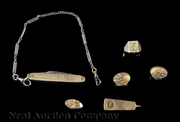 Appraisal: A Group of Antique and Vintage Yellow Gold Gentleman's Items