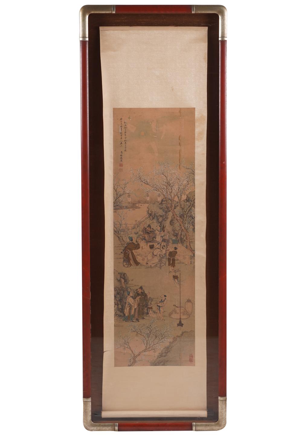 Appraisal: CHINESE SCROLL PAINTINGpainting on paper panel signed and inscribed upper