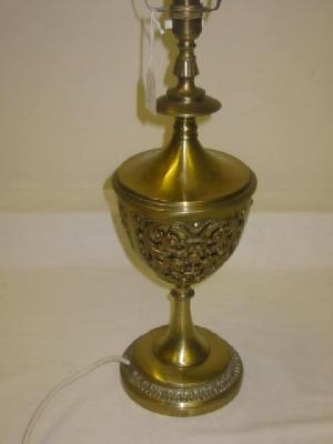 Appraisal: A BRASS TABLE LAMP of urn form with pierced scrolling