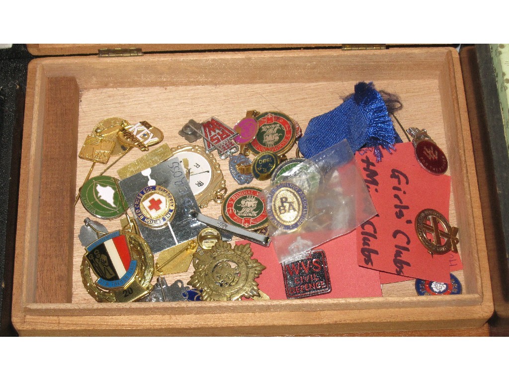 Appraisal: Box of assorted enamel badges