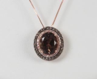 Appraisal: K DIAMOND AND SMOKY QUARTZ PENDANT NECKLACE K ROSE GOLD