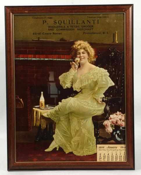 Appraisal: Framed P Squillanti Grocers Calendar Description Paper Nice image of