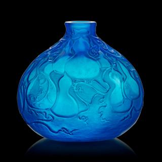 Appraisal: LALIQUE Courges vase electric blue glass LALIQUE Courges vase France