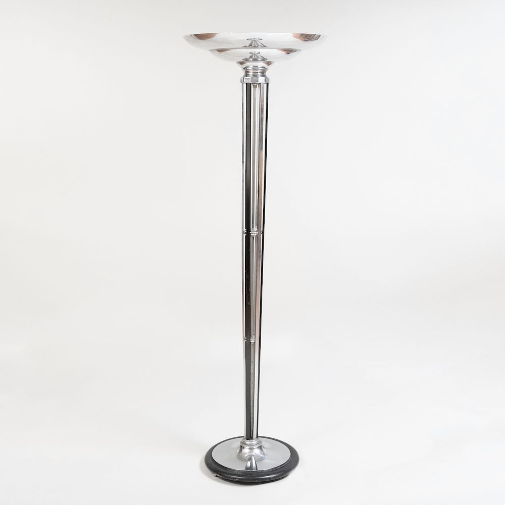 Appraisal: Art Deco Style Chrome Floor Lamp ft in x in