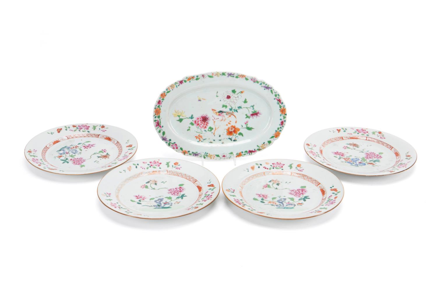 Appraisal: FIVE PIECES FAMILLE ROSE CHINESE EXPORT Five pieces of Famille