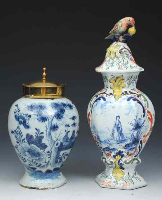 Appraisal: A DELFTWARE BLUE AND WHITE POTTERY JAR of baluster form