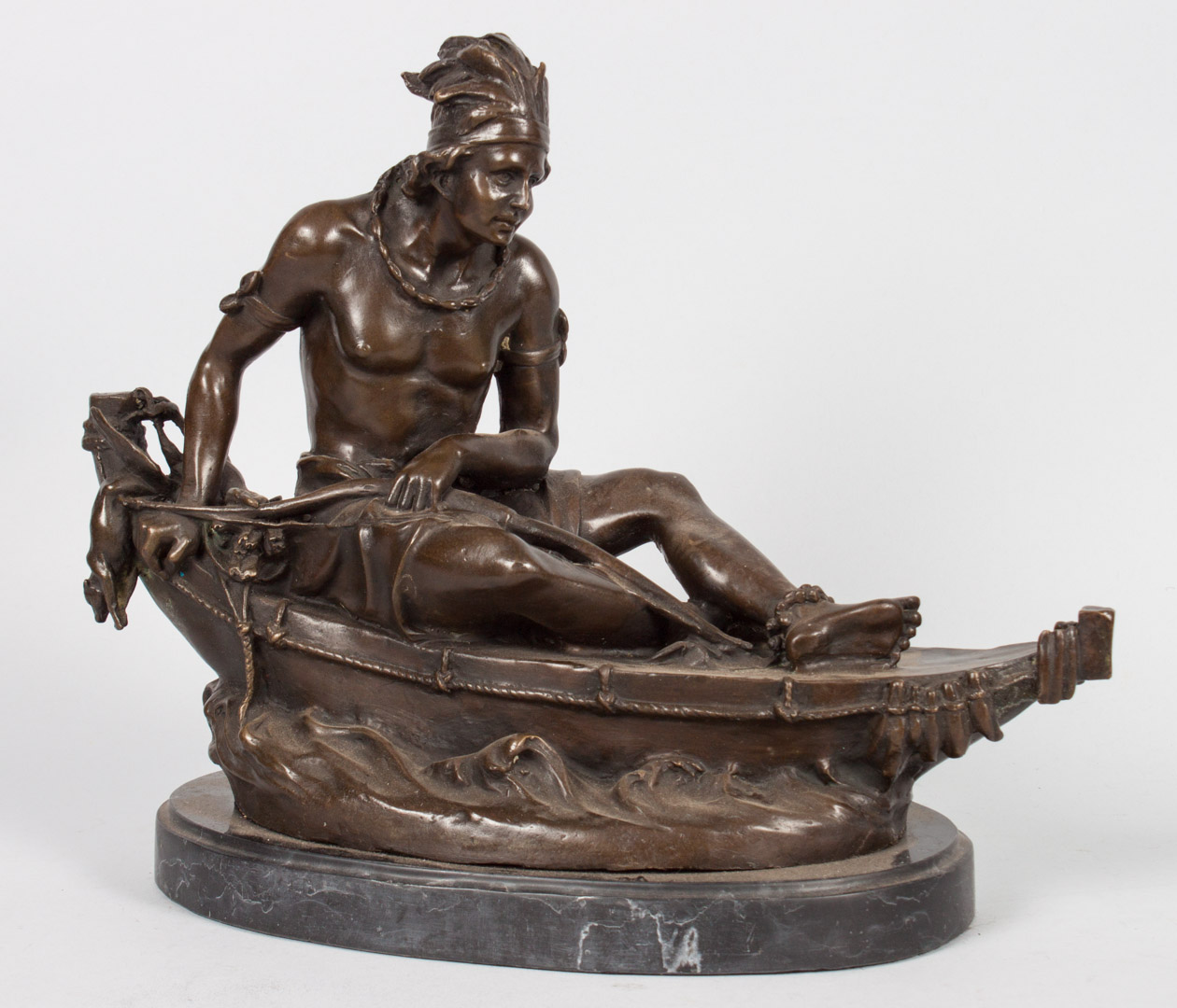 Appraisal: Bronze sculpture of an American Indian modeled as Indian hunter