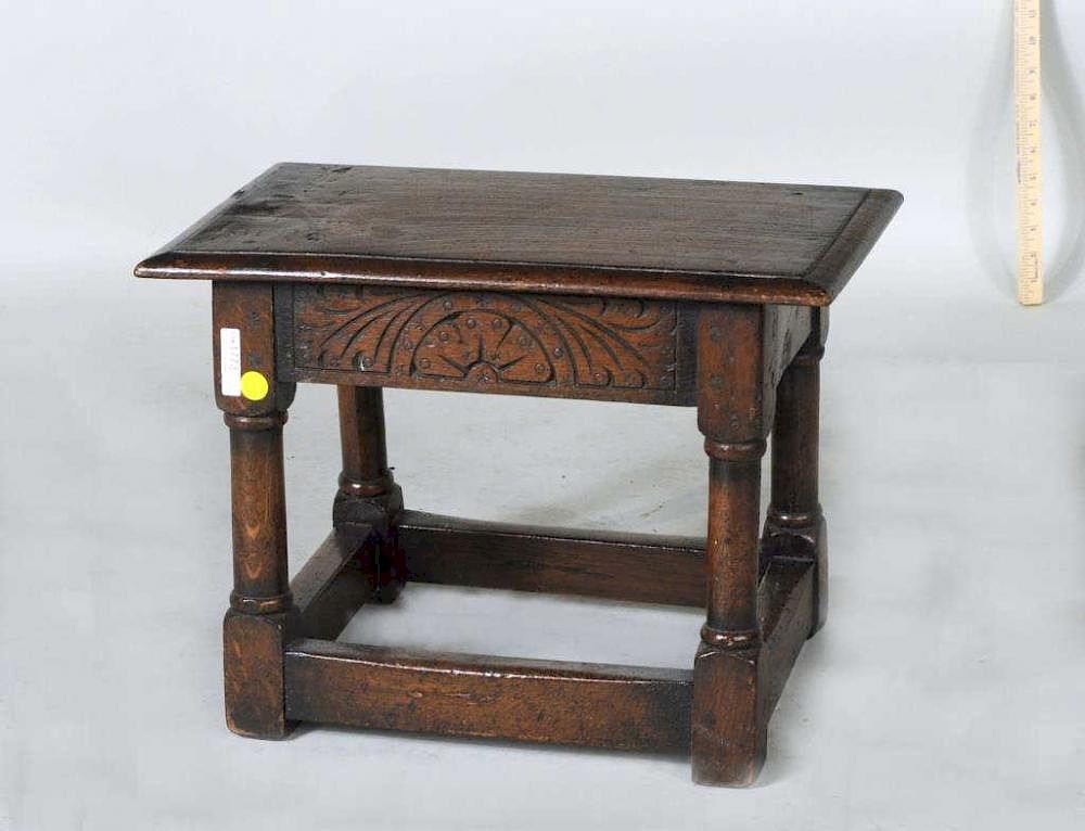 Appraisal: English Carved Oak Joint Stool English carved oak joint stool