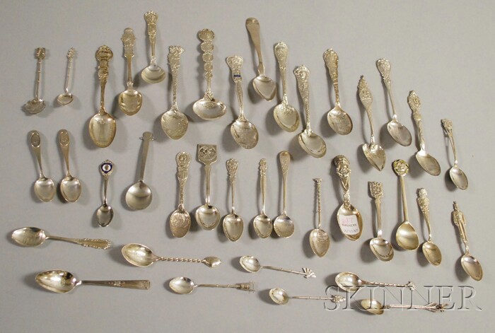 Appraisal: Large Group of Silver Souvenir Spoons mostly commemorating presidents and