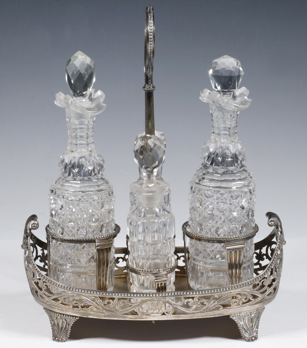 Appraisal: GEORGE III SILVER CRUET SET ROBERT HENNELL I English Sterling