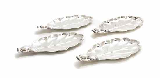 Appraisal: A Set of Four Silver Leaf Form Trays each with