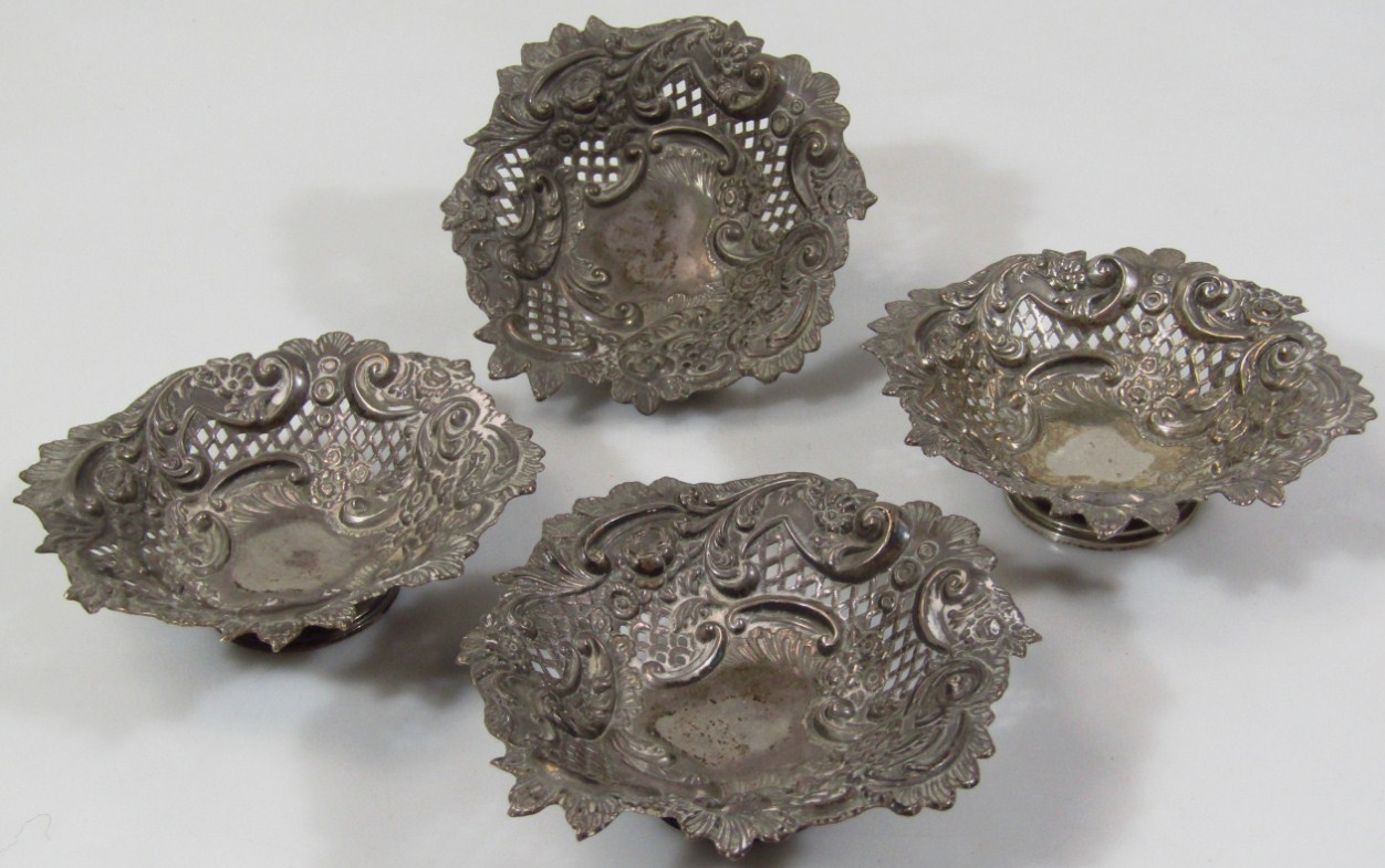 Appraisal: A set of four Victorian silver dishes each of pierced