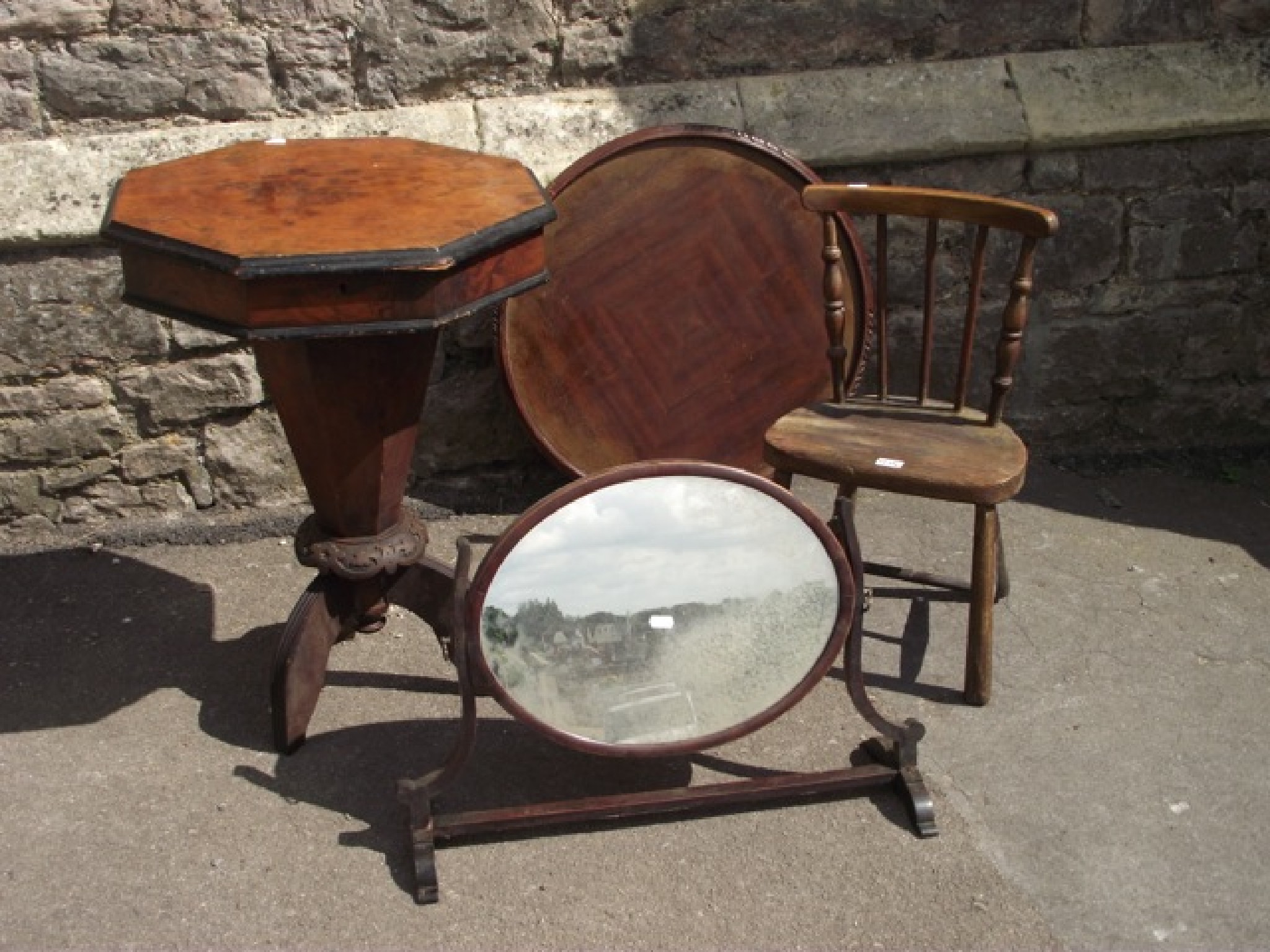 Appraisal: A vintage child's elm and beechwood stickback chair an Edwardian