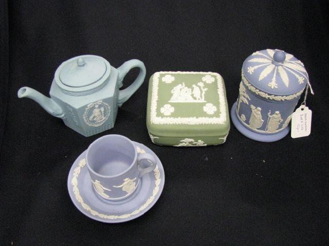 Appraisal: pcs Wedgwood Other Jasperware teapot round box square dresser box