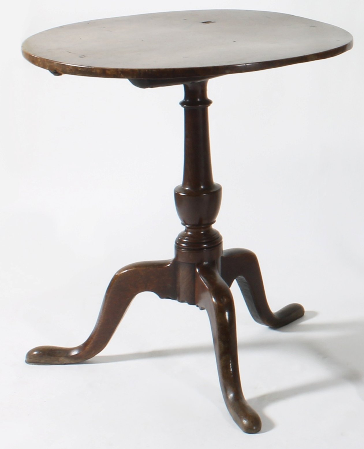 Appraisal: An th Century burr oak tripod table with single plank