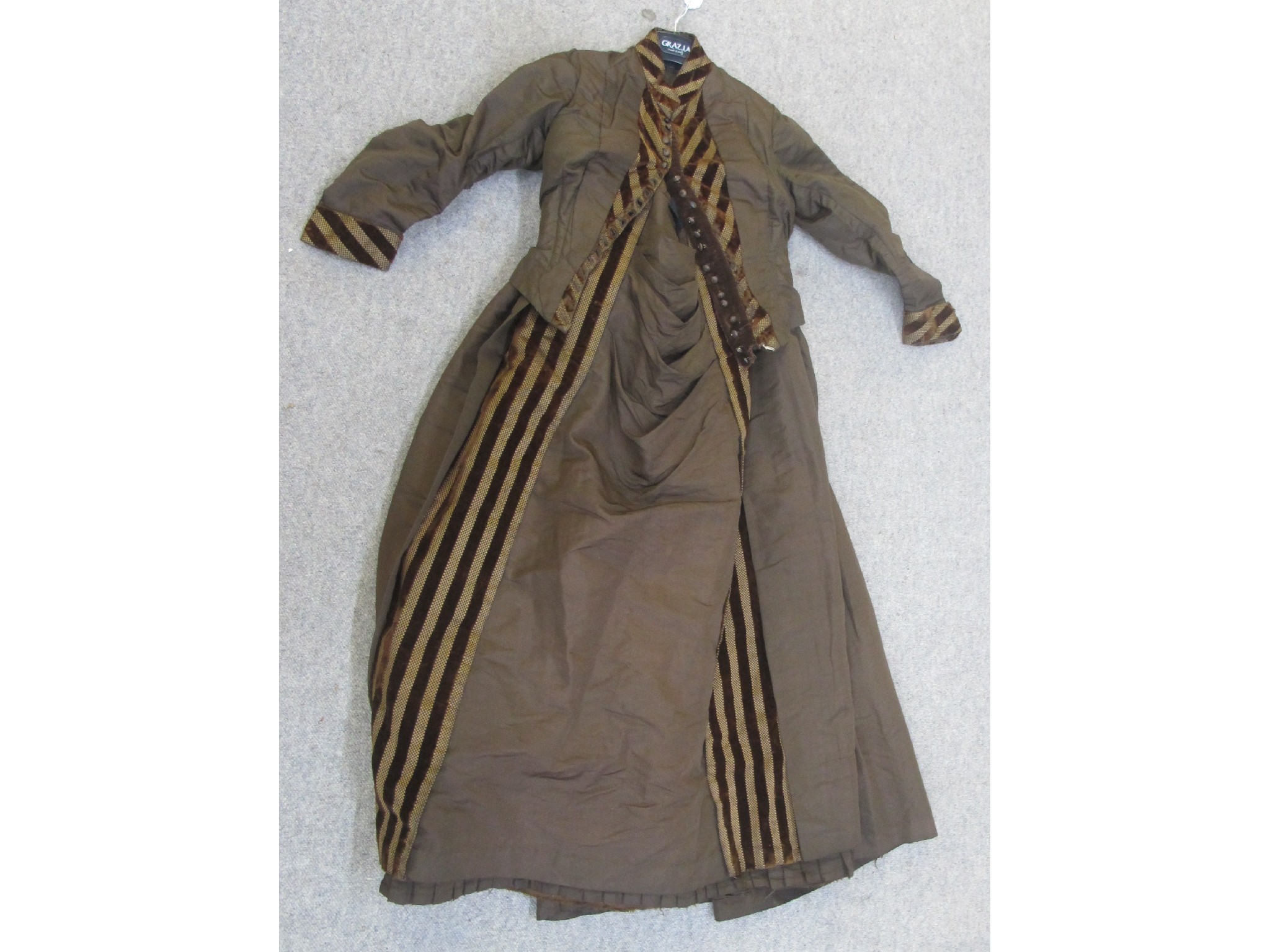 Appraisal: Victorian brown taffeta and velvet blouse and matching skirt