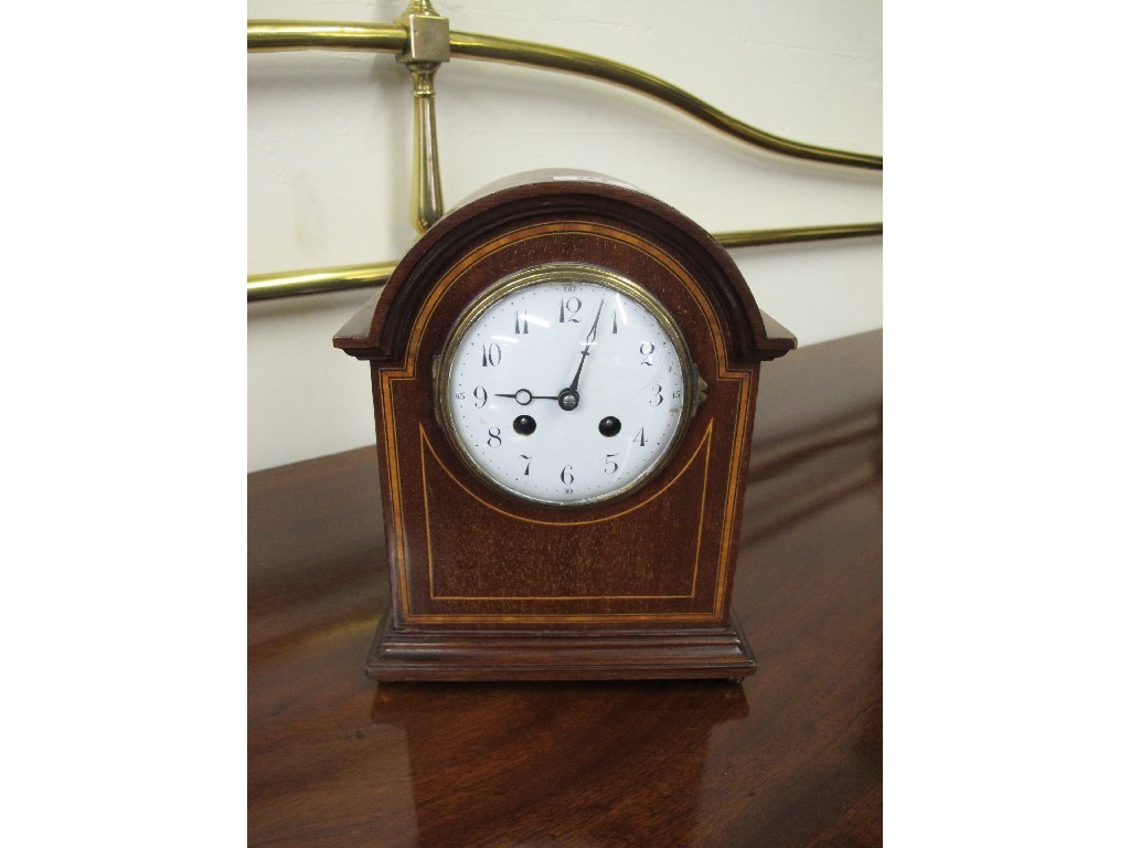 Appraisal: Edwardian mahogany inlaid mantel clock