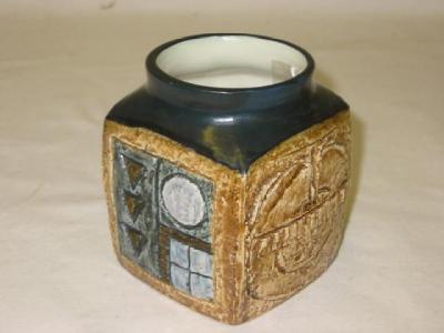 Appraisal: A TROIKA STONEWARE MARMALADE POT by Alison Brigden of square