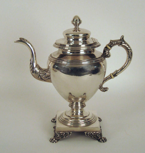 Appraisal: Philadelphia coin silver teapot ca by Bailey and Kitchen h