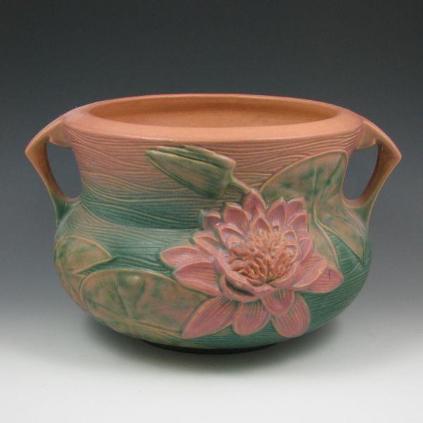 Appraisal: Roseville Water Lily jardiniere in pink and green Marked Roseville