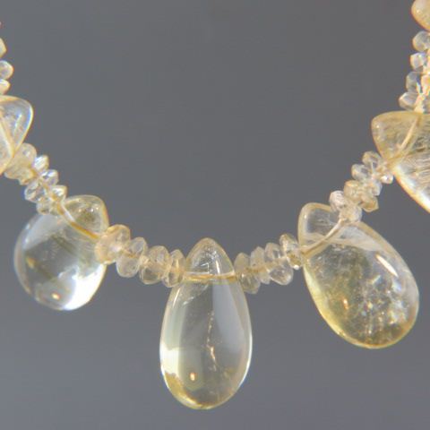 Appraisal: Citrine Necklace briolette faceted gems gold on silver clasp to