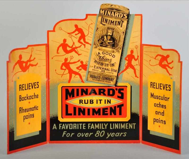 Appraisal: Cardboard Minard's Liniment Tri-Fold Display Description Circa to Great graphics