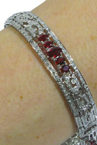 Appraisal: RUBY DIAMOND AND FOURTEEN KARAT WHITE GOLD BRACELET - inches