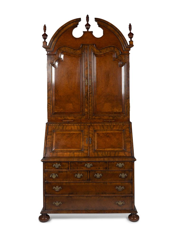 Appraisal: A George II Style Walnut Secretary Bookcase Height x width