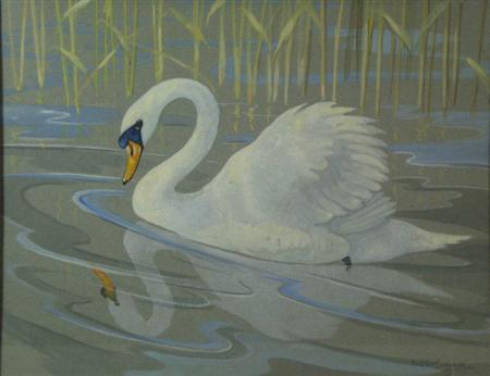 Appraisal: RALSTON GUDGEON R S W SCOTTISH - SWAN Signed watercolour