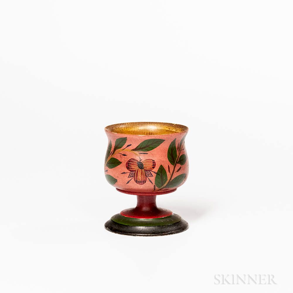 Appraisal: Polychrome Painted Lehnware Cup Polychrome Painted Lehnware Cup Joseph Long