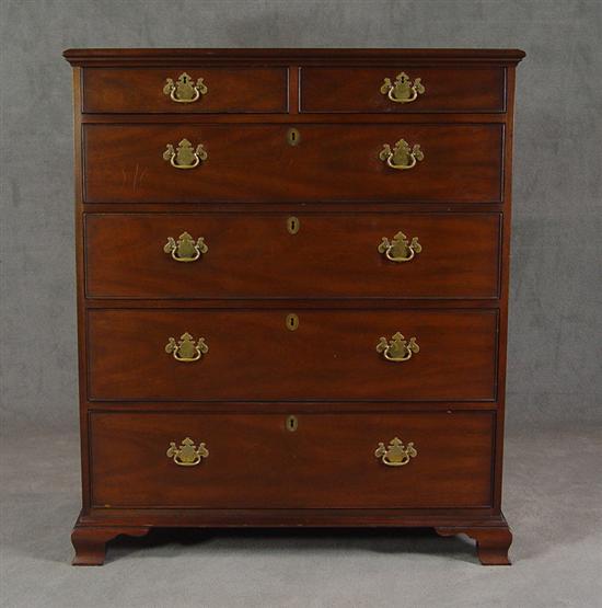 Appraisal: Kittinger Chippendale Style Tall Chest th Century Mahogany with oak