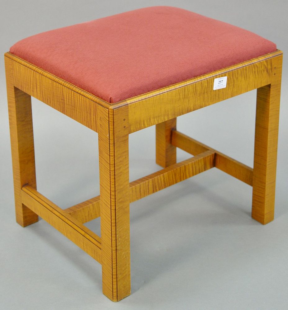 Appraisal: Eldred Wheeler tiger maple Chippendale style bench h top x