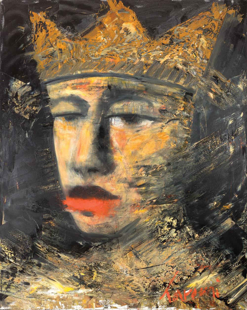 Appraisal: David Harouni Iranian New Orleans b Untitled Face with Crown