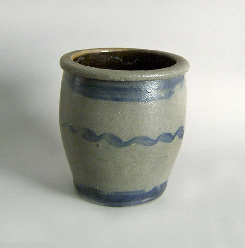 Appraisal: Stoneware crock th c with cobalt decoration h