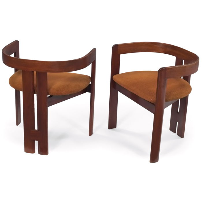 Appraisal: Tobia Scarpa ''Pigreco'' chairs pair by Gavina rosewood made in