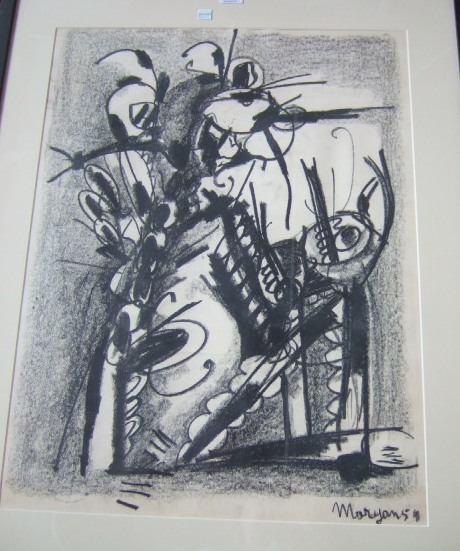 Appraisal: Pinchas Burstein called Maryan - Flowers charcoal signed cm x