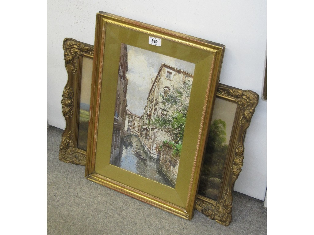 Appraisal: Watercolour of Venice and an oil on board landscape both